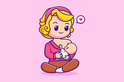 Cute Mother Breastfeeding Baby, a Person Illustration by Catalyst Labs (Thumbnail 2 of 3)