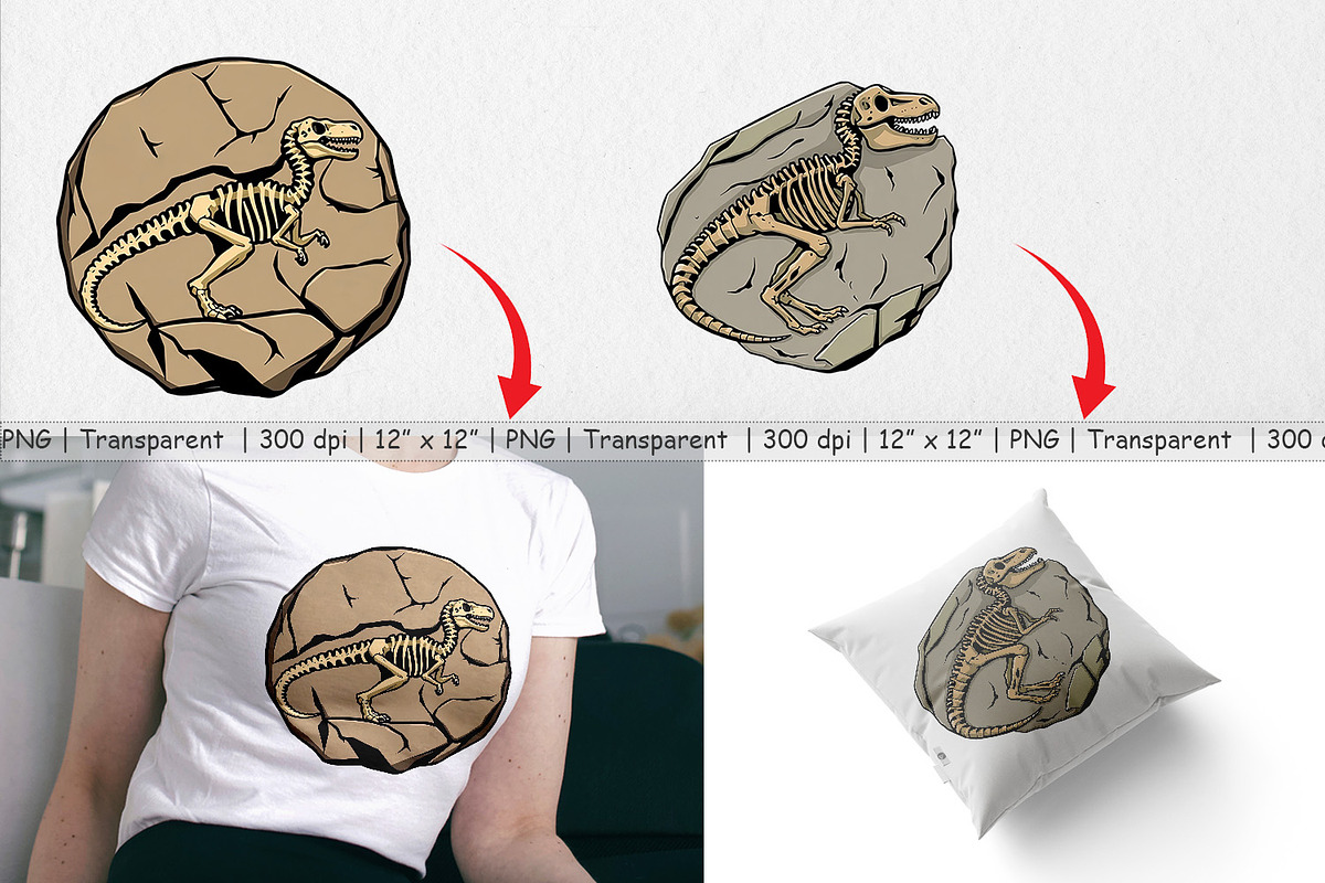 Dino Fossil Clipart, a Graphic by Artnoy (Photo 3 of 5)