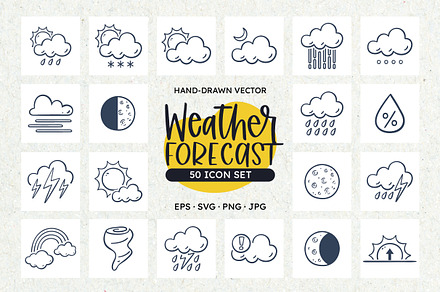 WEATHER FORECAST DOODLE ICONS, an Outline Icon by insemar