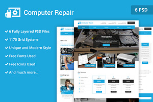 Computer Repairs PSD WebsiteTemplate