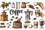 Set coffee vector engraving, a Food Illustration by MoreVector (Thumbnail 4 of 4)