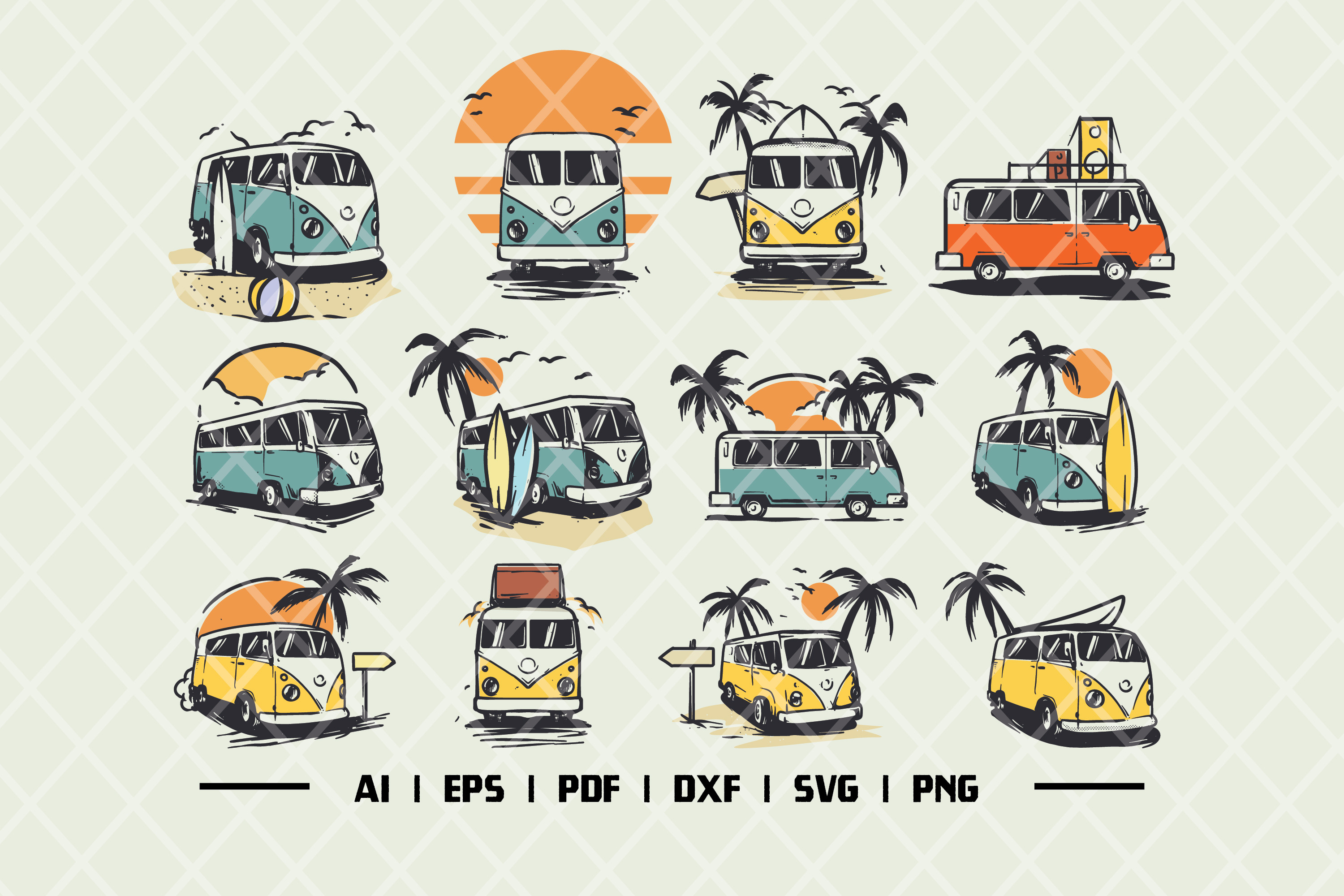 Hippie Retro Camper RV Van Design, an Object Graphic by Guavanaboy