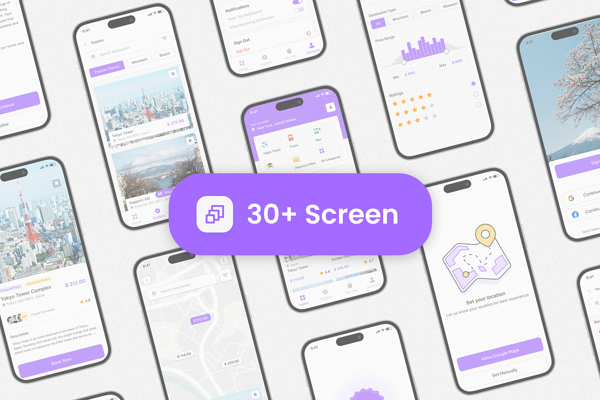 Traveze - Travel App UI Kit, an UI Kit Template by restiyathena (Photo 3 of 6)