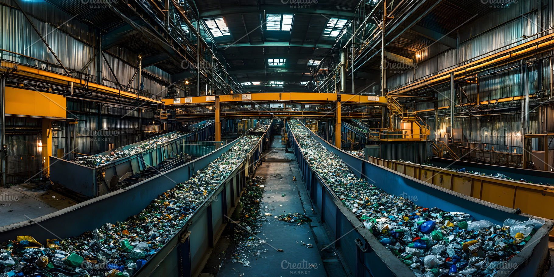 Plastic waste sorting at recycling p, an Industrial Photo by Photostock