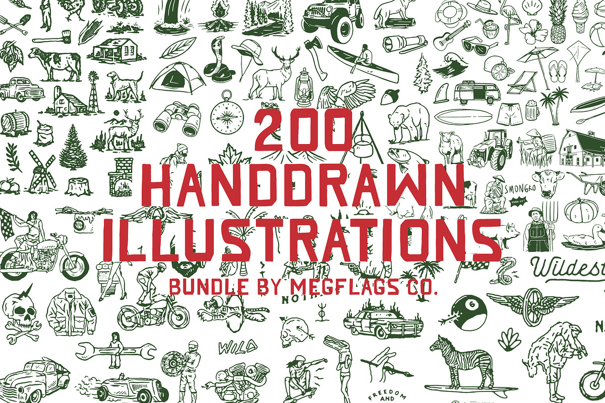 75% OFF 200 Handdrawn Illustrations, an Illustration by Megflags (Photo 1 of 20)