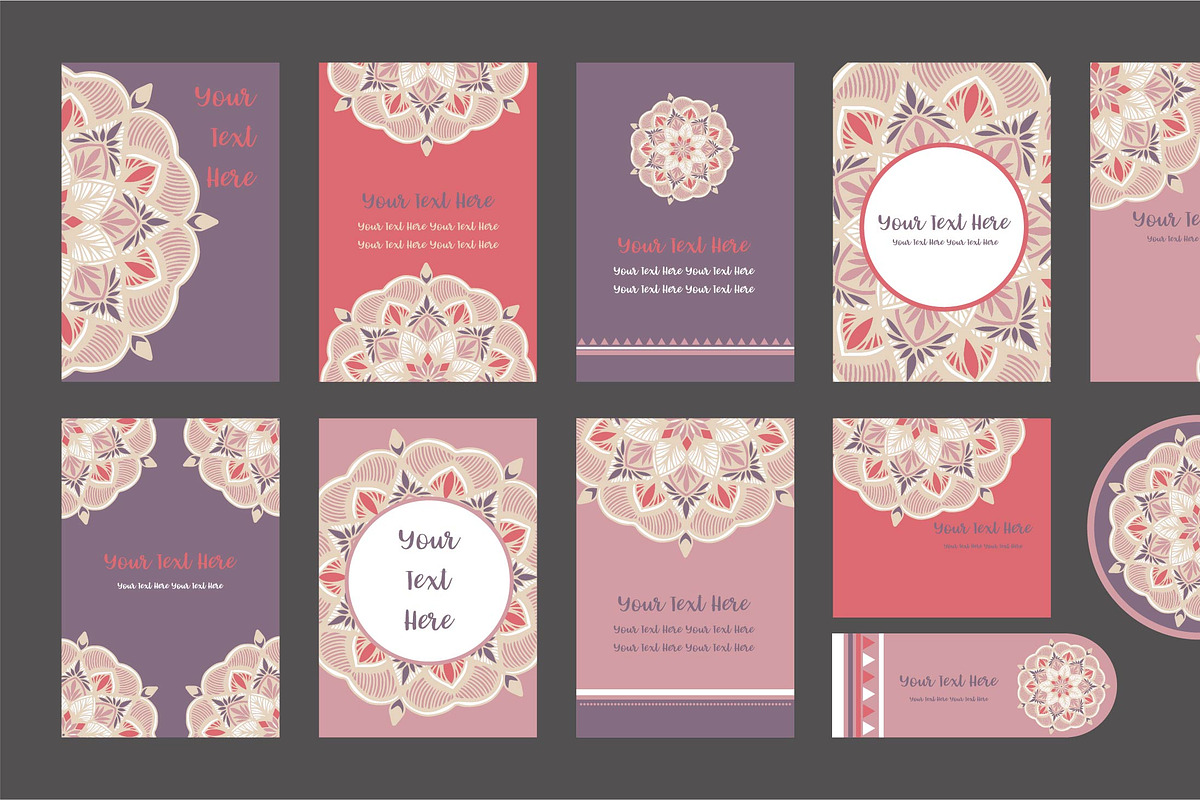 20 Mandala Vintage Template Card., a Card Template by Noree (Photo 2 of 20)