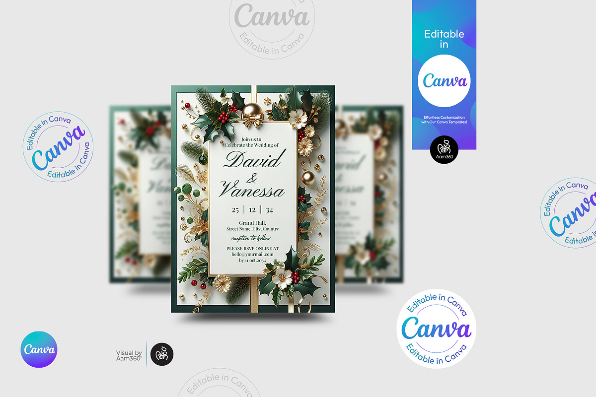 Christmas Wedding Invitation Flyer, a Flyer Template by Aam360 (Photo 5 of 5)
