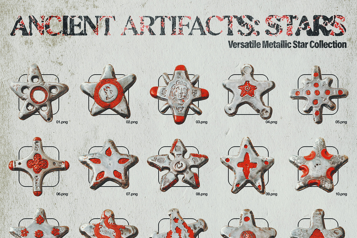 Ancient Artifacts: Stars (50 PNG), an Object Graphic by Megan Aili Designs (Photo 3 of 5)