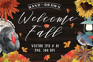 Welcome Fall Digital Illustrations