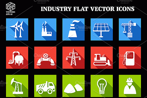 Industry Flat Vector Icons preview 2