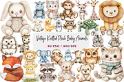 Vintage Knitted Plush Baby Animals, a Seasonal Illustration by DreamArtGraphic (Thumbnail 1 of 4)