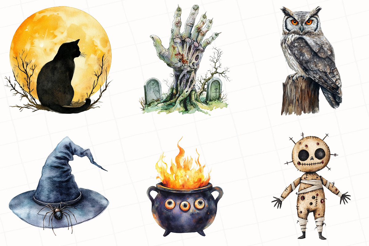 Halloween Collection Clipart Bundle, an Illustration by OK Design (Photo 4 of 5)