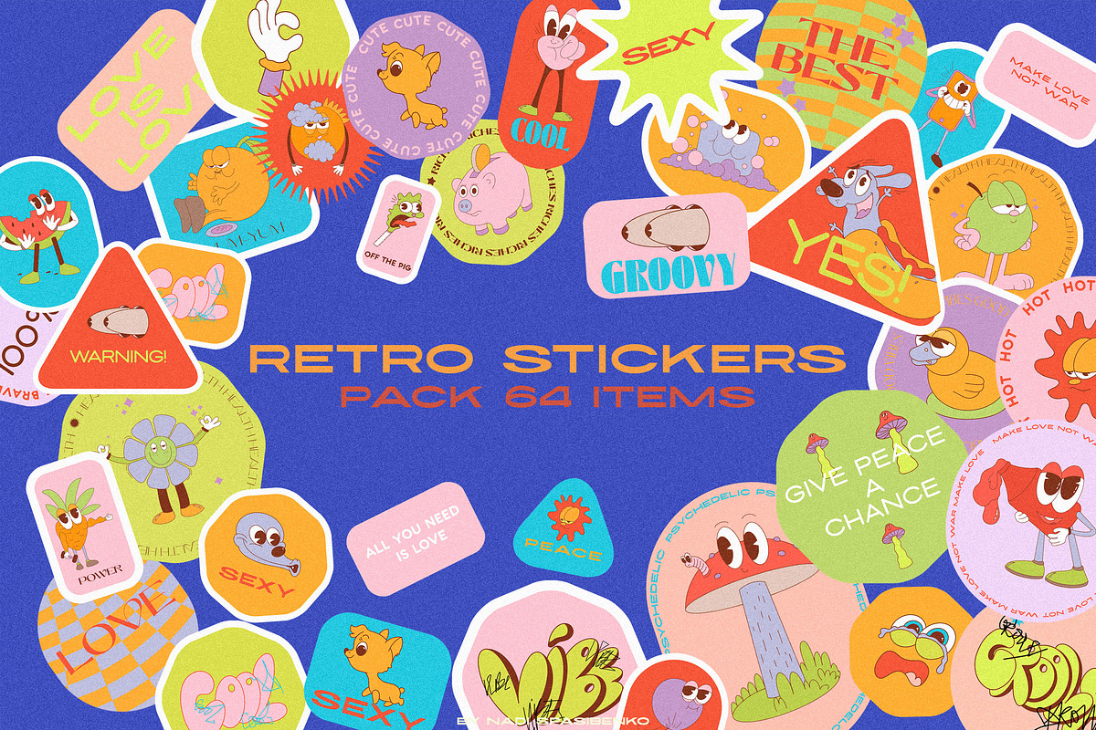 Retro Vibe Stickers, an Emoji Icon by nadispasibenko (Photo 1 of 15)
