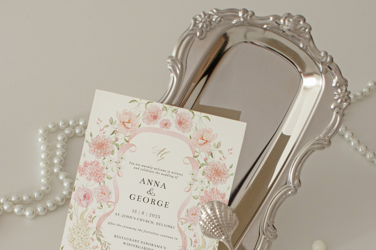 Blush Pink Watercolor Floral Bows, a Decorative Illustration by Veris Studio (Photo 9 of 15)