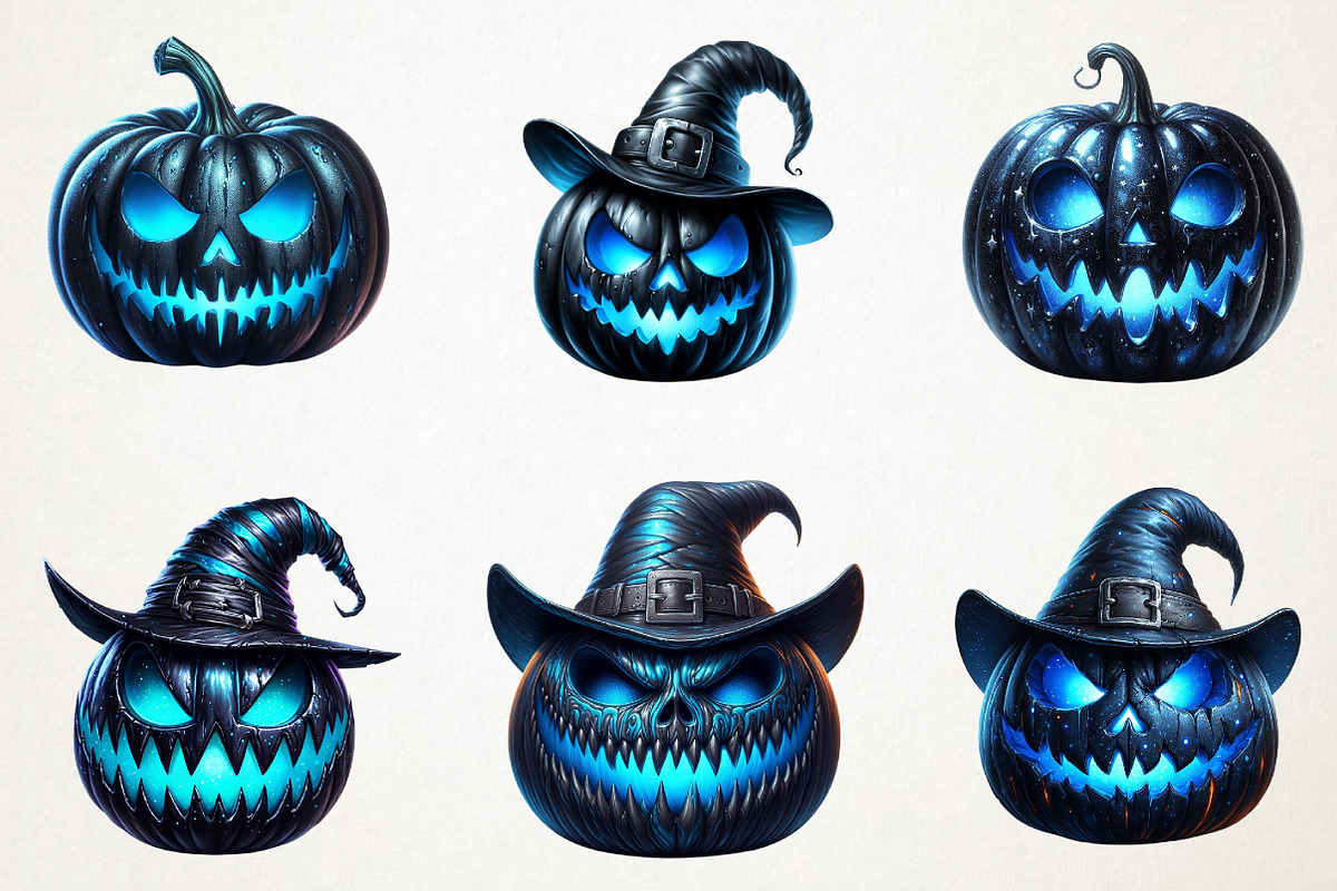 Creepy Black Halloween Pumpkin PNG, an Illustration by RobertsArt (Photo 6 of 7)