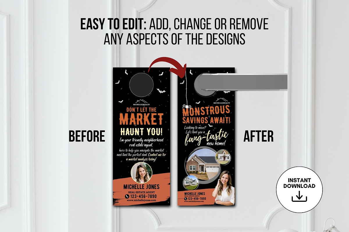 Halloween Real Estate Door Hanger, a Marketing Template by CreativeVinesStore (Photo 2 of 4)