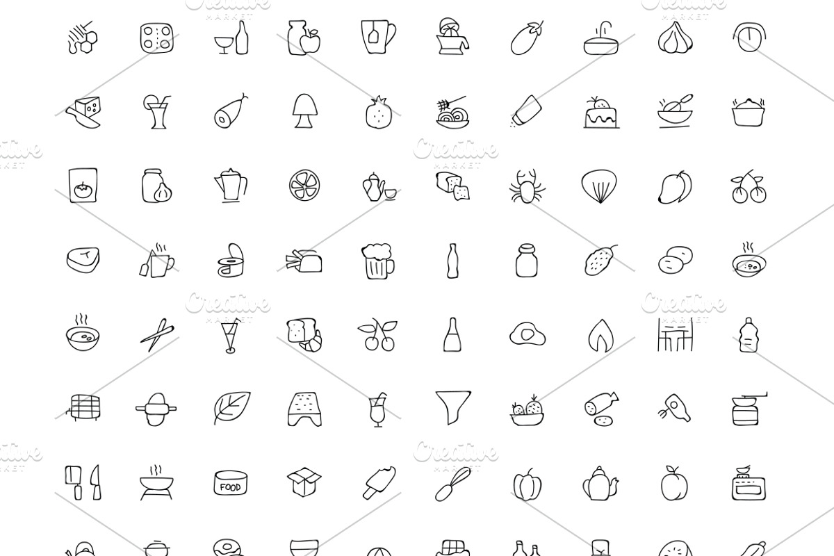 300 Food Hand Drawn Doodle Icons preview 5