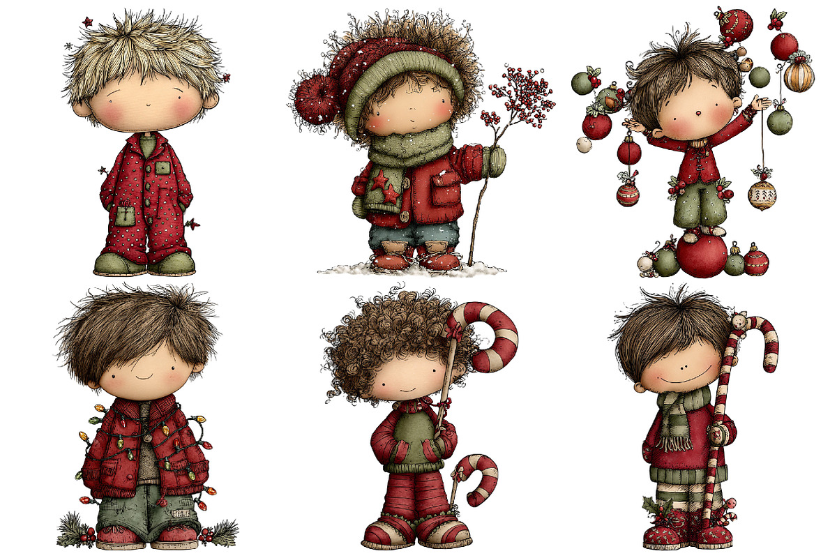 Whimsical Christmas Boy Clipart, an Illustration by Pixels.Craft (Photo 5 of 6)
