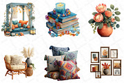 Watercolor Boho Interior Clipart, an Illustration by DreamPrint404 (Thumbnail 4 of 5)