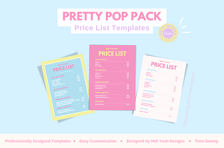 Pretty Pop Price List Templates, a Card Template by HellYeahDesigns