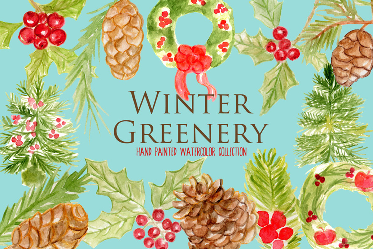 Watercolor Winter Foliage Christmas, an Illustration by Sandra Jones Art (Photo 2 of 4)