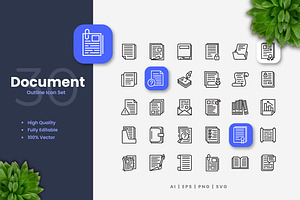 Document Outline Icons, an Outline Icon by Upnowgraphic