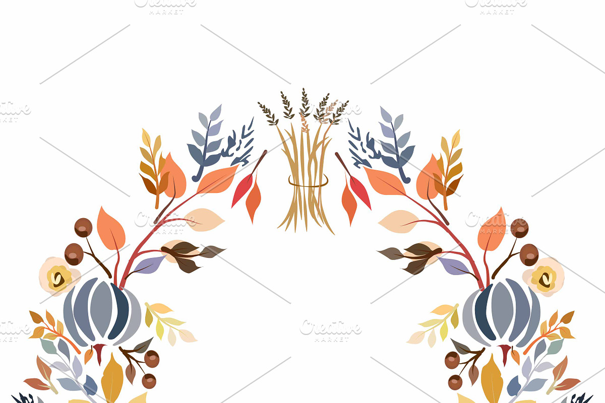 Floral Wreath Autumn Fall Decor, a Decorative Illustration by Lauren Lesley Studio (Photo 2 of 2)