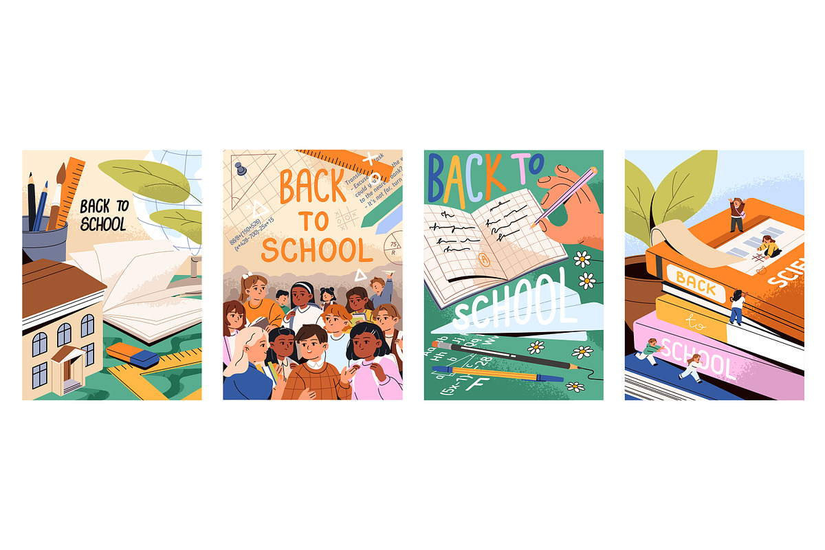 Back to school posters with books, an Education Illustration by PaperTrident (Photo 1 of 3)