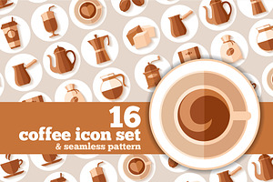 Coffee Icons In Flat Style