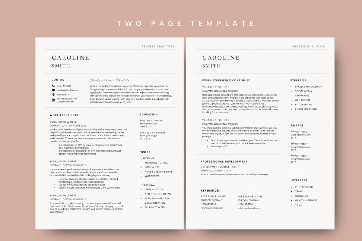 Resume template Word & cover letter, a Resume Template by StylusDesigns (Photo 3 of 6)