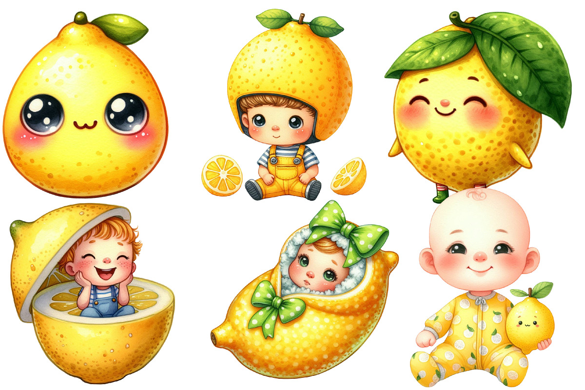 Watercolor Lemon Kid Clipart, an Illustration by Designworld (Photo 4 of 5)
