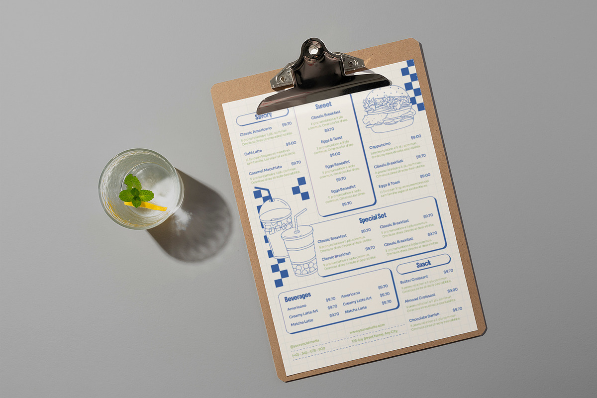 Minimal Retro Food Truck Menu, a Stationery Template by Neermana (Photo 3 of 4)