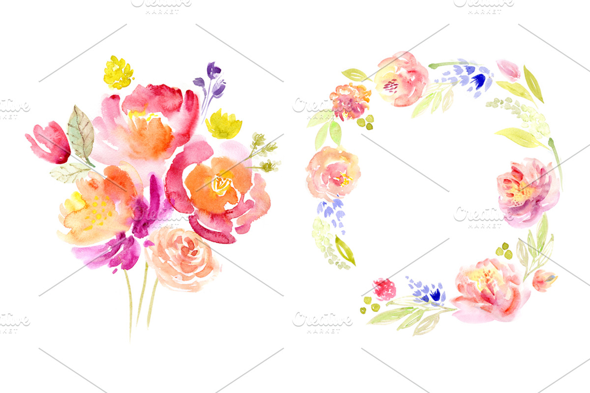 Watercolor Floral Clip Art, an Illustration by Anna Guz's Store (Photo 4 of 9)
