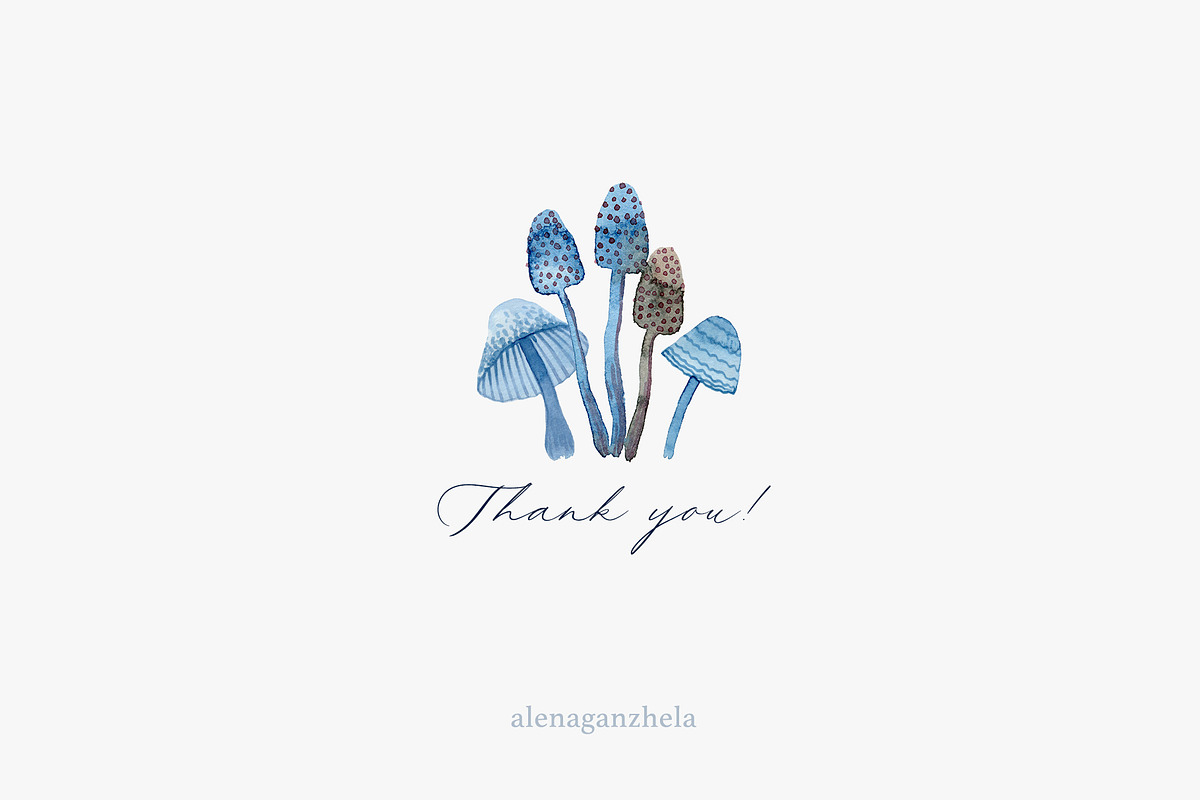 Wonderland watercolor mushrooms, a Decorative Illustration by alenaganzhela (Photo 9 of 9)