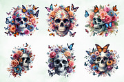 Halloween Floral Skull & Butterflies, an Illustration by Creative Art (Thumbnail 4 of 4)