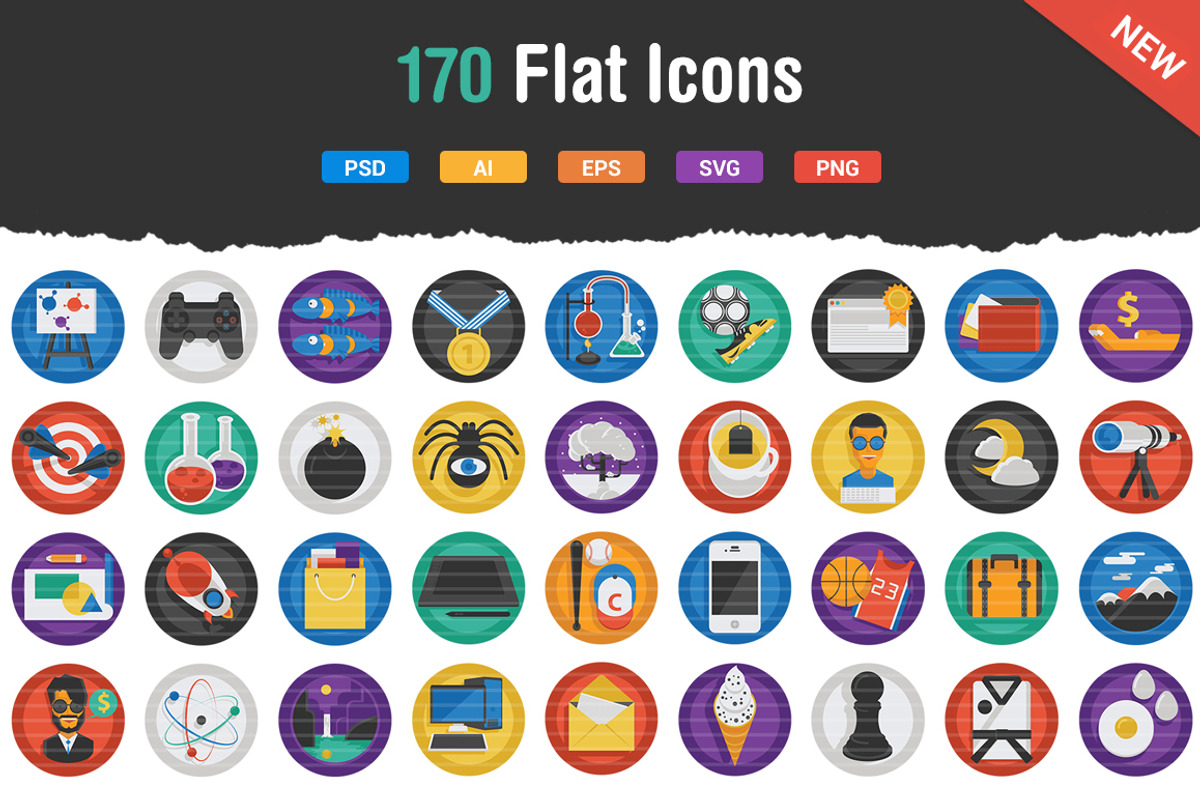 Flatistic - 170 Trendy Flat Icons, an Icon by Flat Icons (Photo 1 of 4)