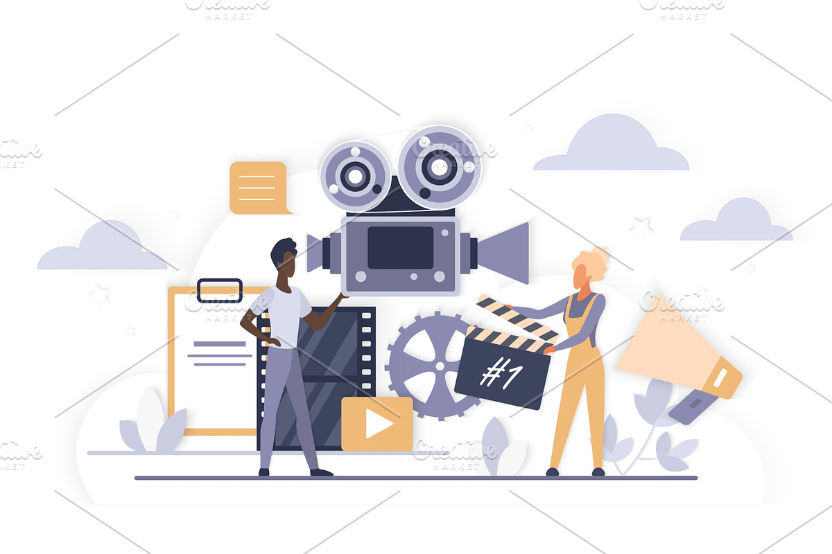 Modern cinema production cloud, a Technology Illustration by Lemberg Vector