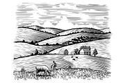 Farmer and His Cow, an Illustration by blue67sign (Thumbnail 1 of 2)