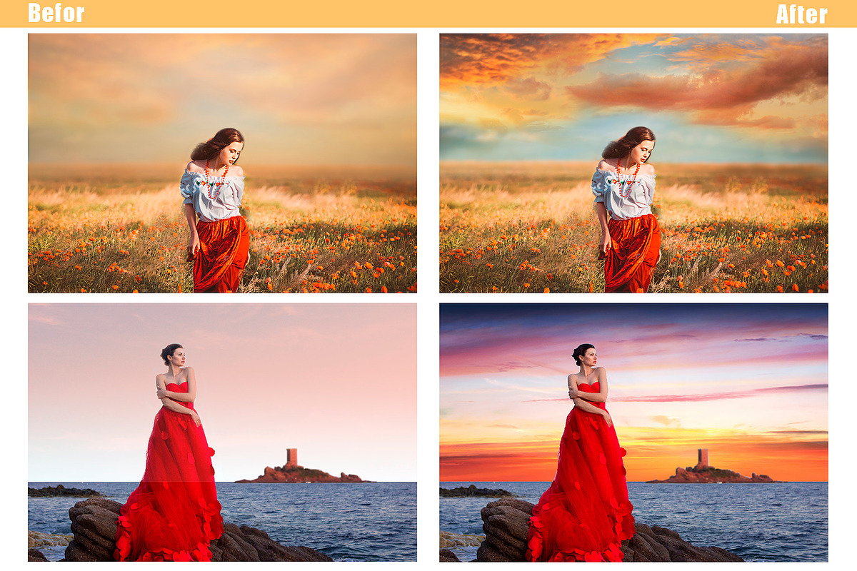 55 sunset sunrise Sky Overlays, a Layer Style Add-On by OverlayBox (Photo 3 of 5)