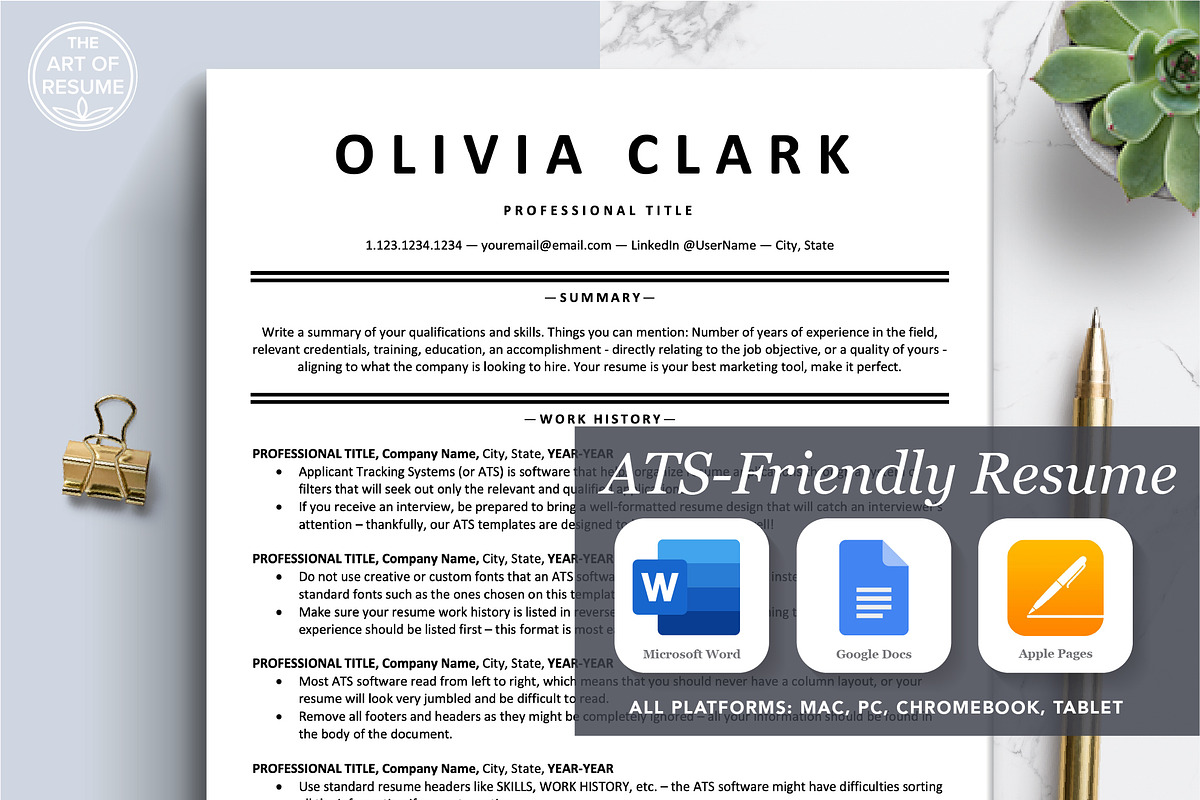 ATS Executive Resume CV Templates, a Resume Template by The Art of Resume (Photo 1 of 8)