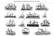 Vintage Steam and Sail Clipart, a Transportation Illustration by Century Library (Thumbnail 3 of 8)