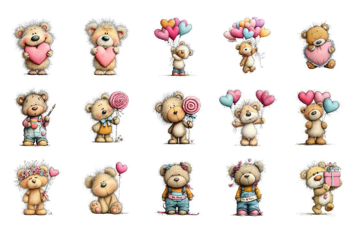 Valentine Teddy Bear Clipart PNG, an Illustration by SinaCreation (Photo 2 of 10)
