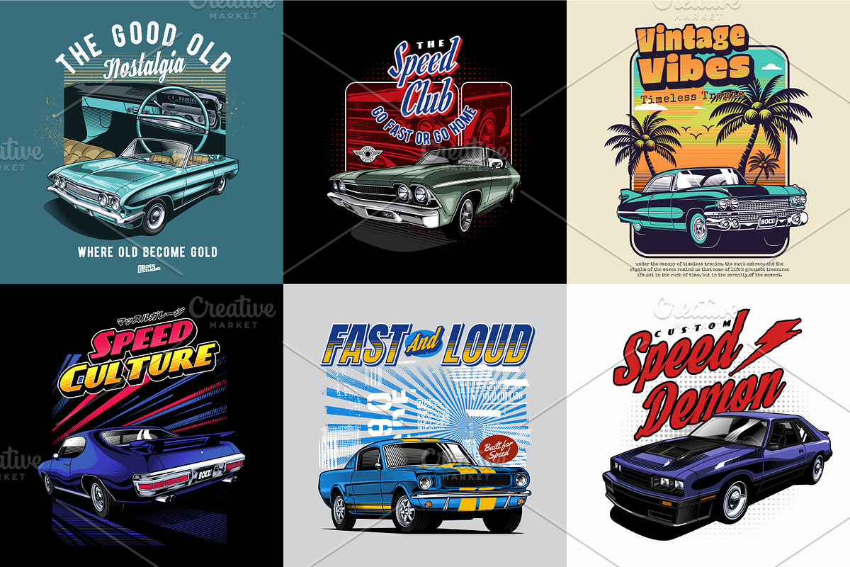 Vintage Classic Car Collection no 07, a Transportation Illustration by The BolzStudio (Photo 7 of 12)