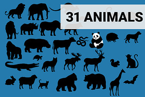 31 animal silhouette vectors