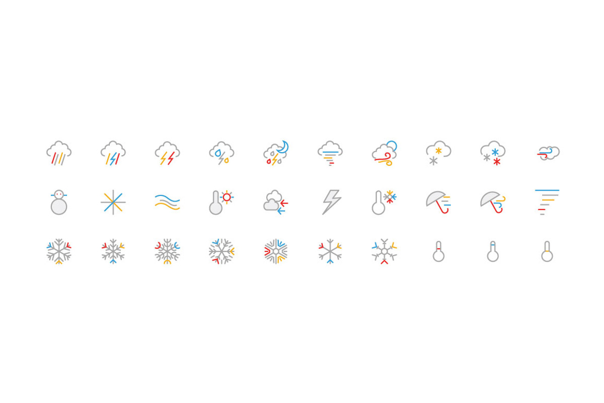 60 Weather Colored Line Icons, an Outline Icon by Creative Stall (Photo 2 of 2)