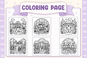 Mushroom Village Coloring Book, a Seasonal Illustration by HueNestify (Thumbnail 3 of 4)