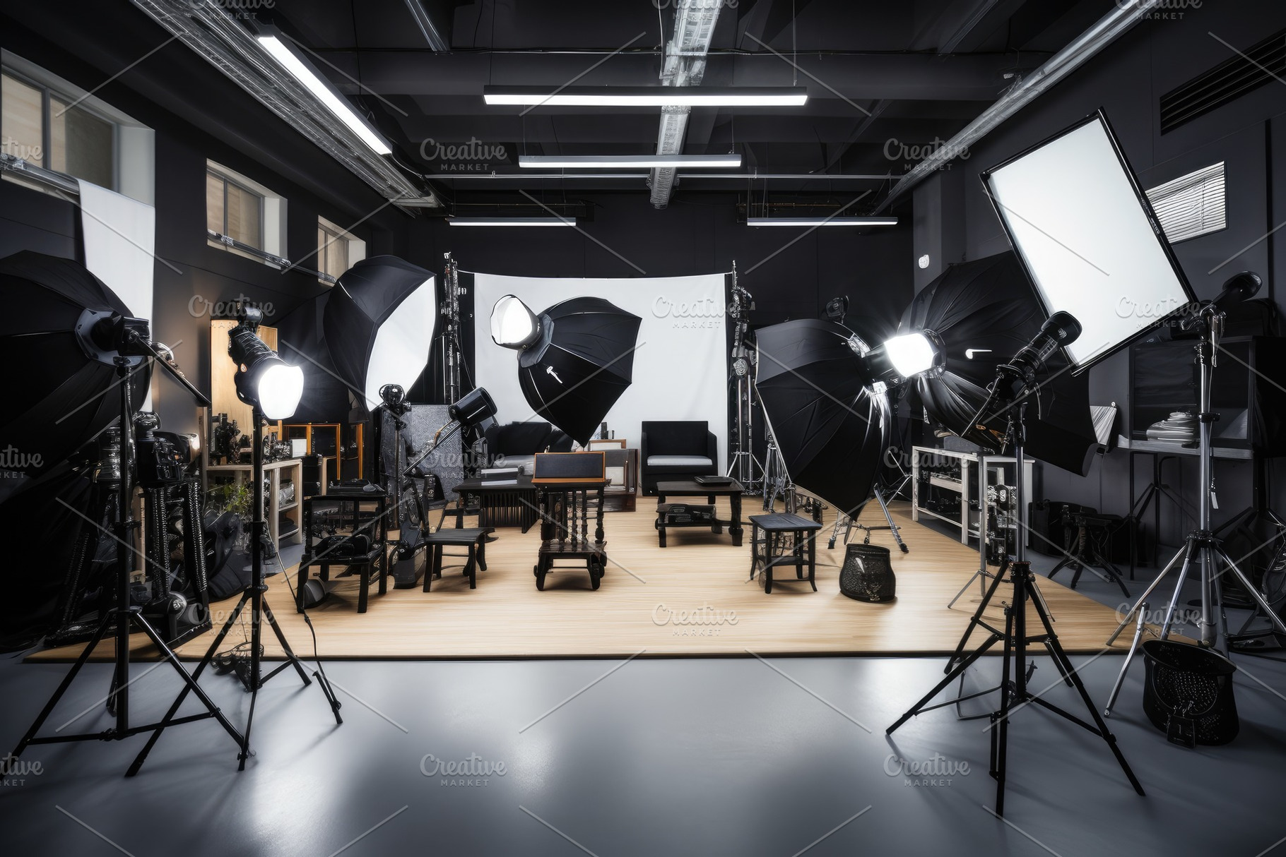 Interior of modern photo studio with, a Photo by Iftikhar Alam