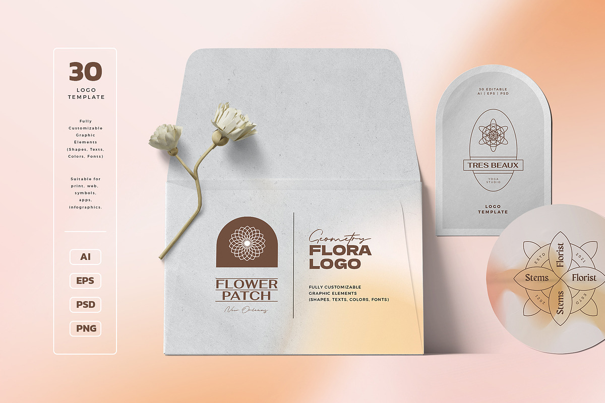 Geometry Floral Logo Kit, a Branding & Logo Template by KetteCreate (Photo 5 of 17)