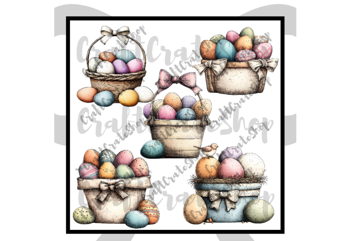 Whimsical Easter Egg Basket Clipart, an Illustration by CraftCrateShop (Photo 3 of 6)
