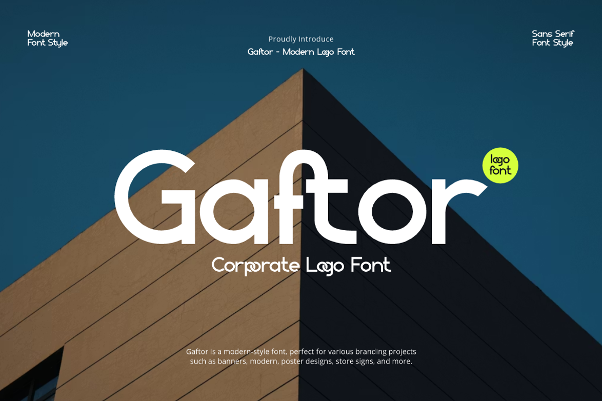 Gaftor - Corporate Logo Font, a Sans Serif Font by Iqsiart Studio (Photo 1 of 8)